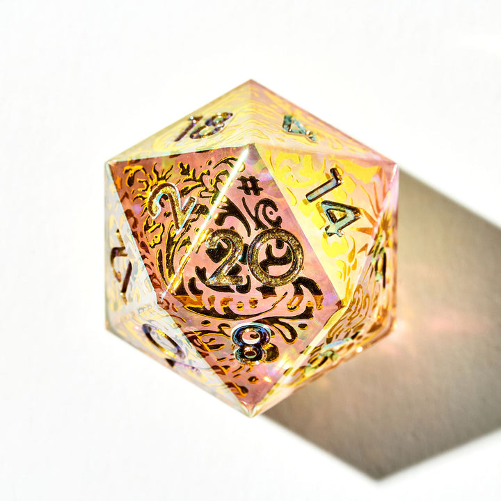 Sacred Flame 7-Piece Iconic Iridescent Dice Set