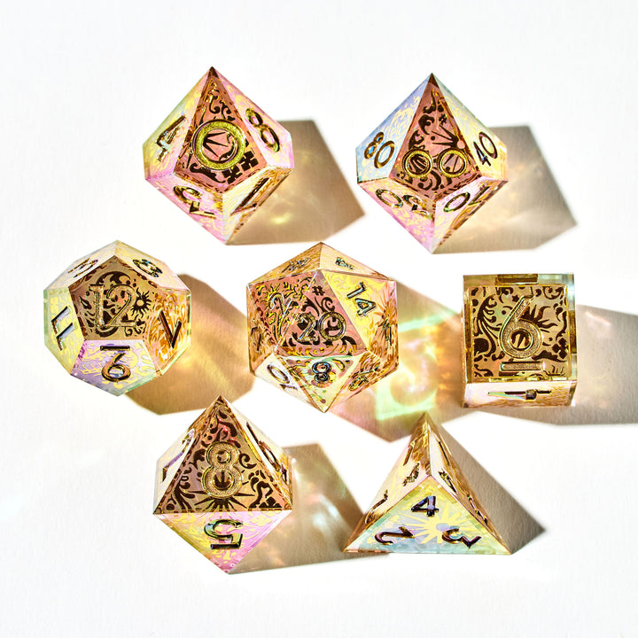 Sacred Flame 7-Piece Iconic Iridescent Dice Set