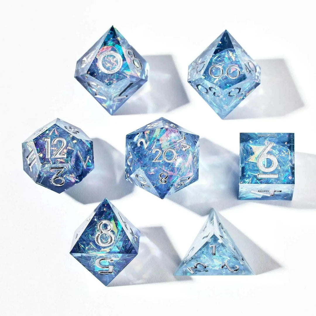 Sapphire Night 7-Piece Polyhedral Dice Set - Dispel Dice - Premium DnD Dice & Accessories