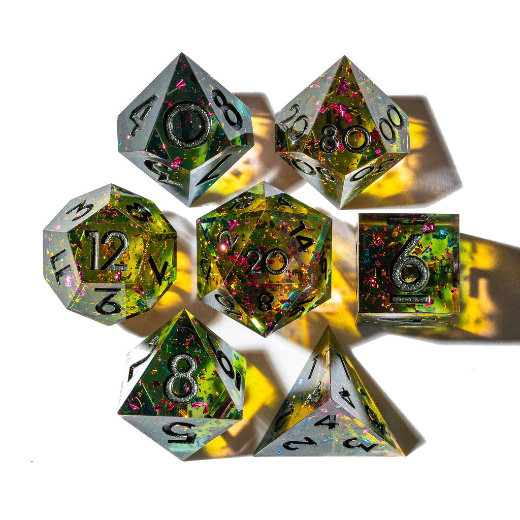 CMYK Dark 7-Piece Polyhedral Dice Set