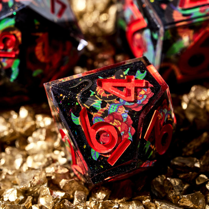 Snakes & Peony 7-Piece Iconic Dice Set