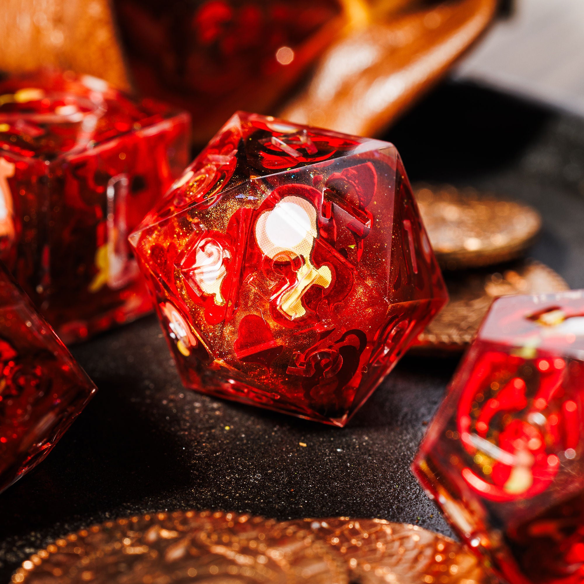 Fireball 7-Piece Iconic Dice Set - Dispel Dice - Premium DnD Dice & Accessories # #