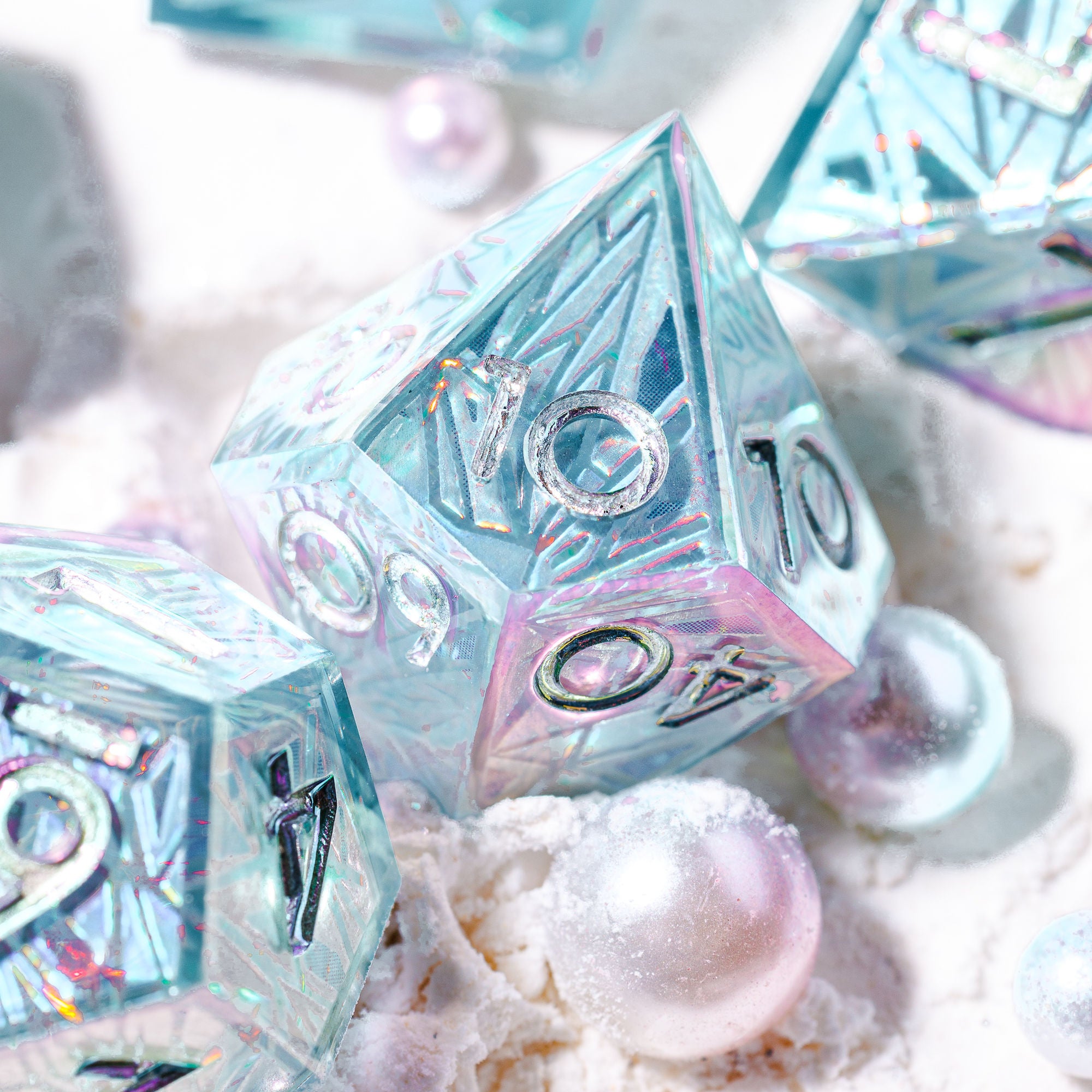 Glacier 7-Piece Iconic Iridescent Dice Set - Dispel Dice - Premium DnD Dice & Accessories # #
