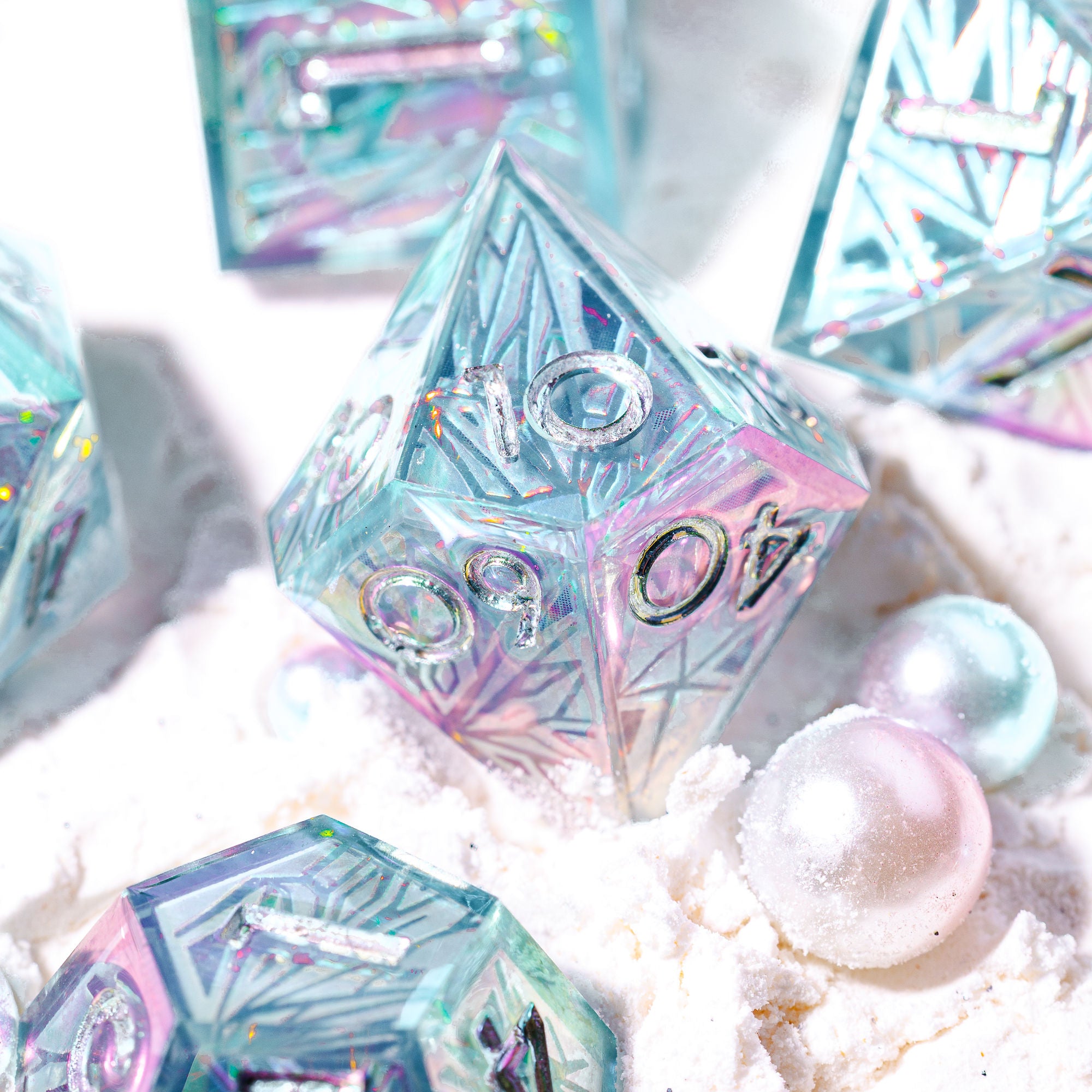 Glacier 7-Piece Iconic Iridescent Dice Set - Dispel Dice - Premium DnD Dice & Accessories # #