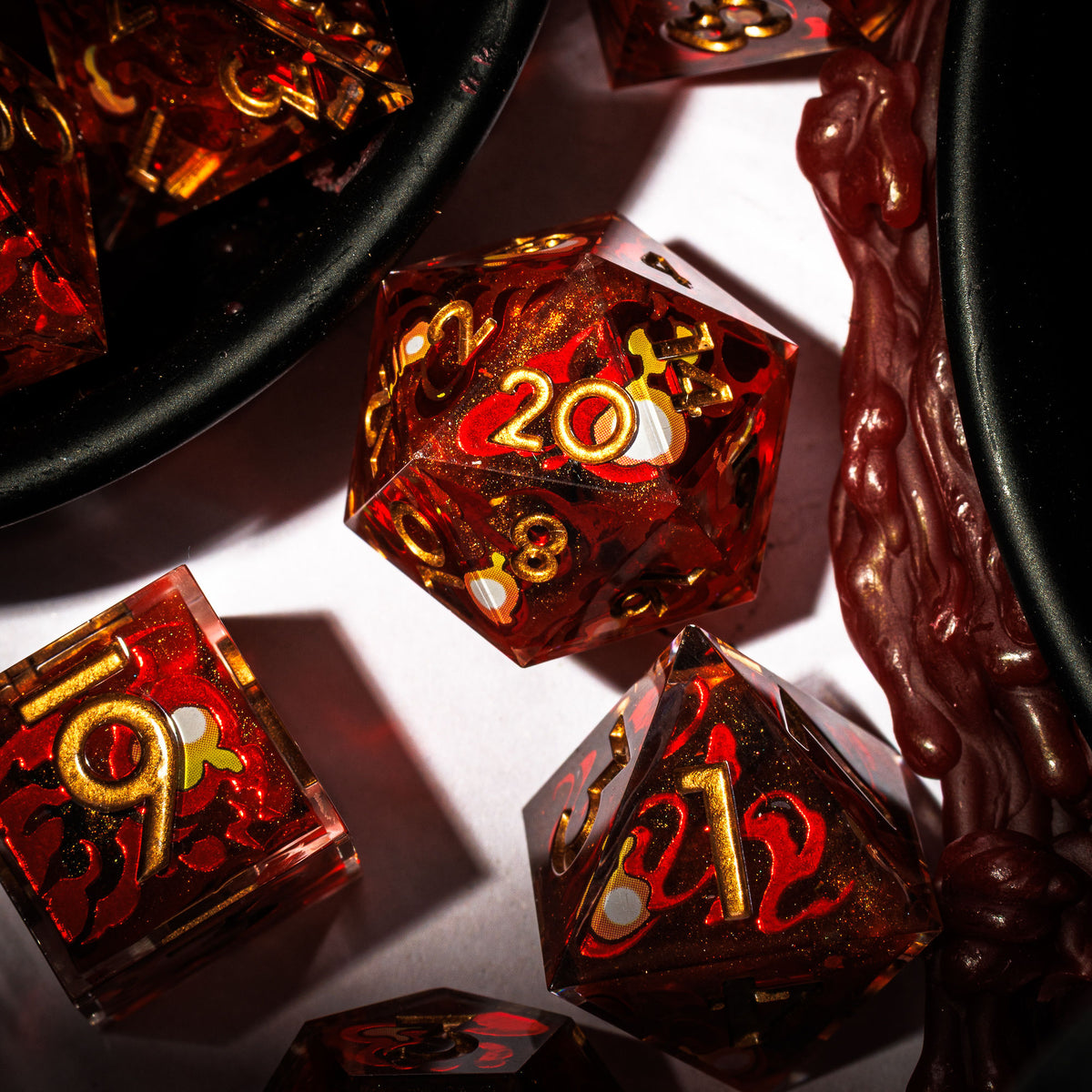 Fireball 7-Piece Iconic Dice Set - Dispel Dice - Premium DnD Dice & Accessories # #