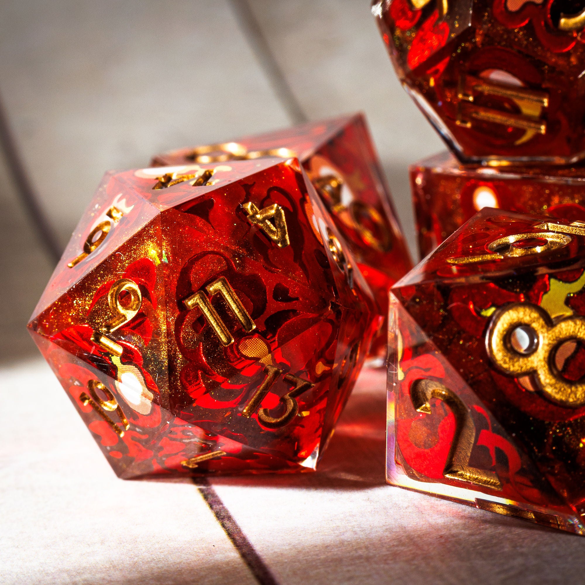 Fireball 7-Piece Iconic Dice Set - Dispel Dice - Premium DnD Dice & Accessories # #