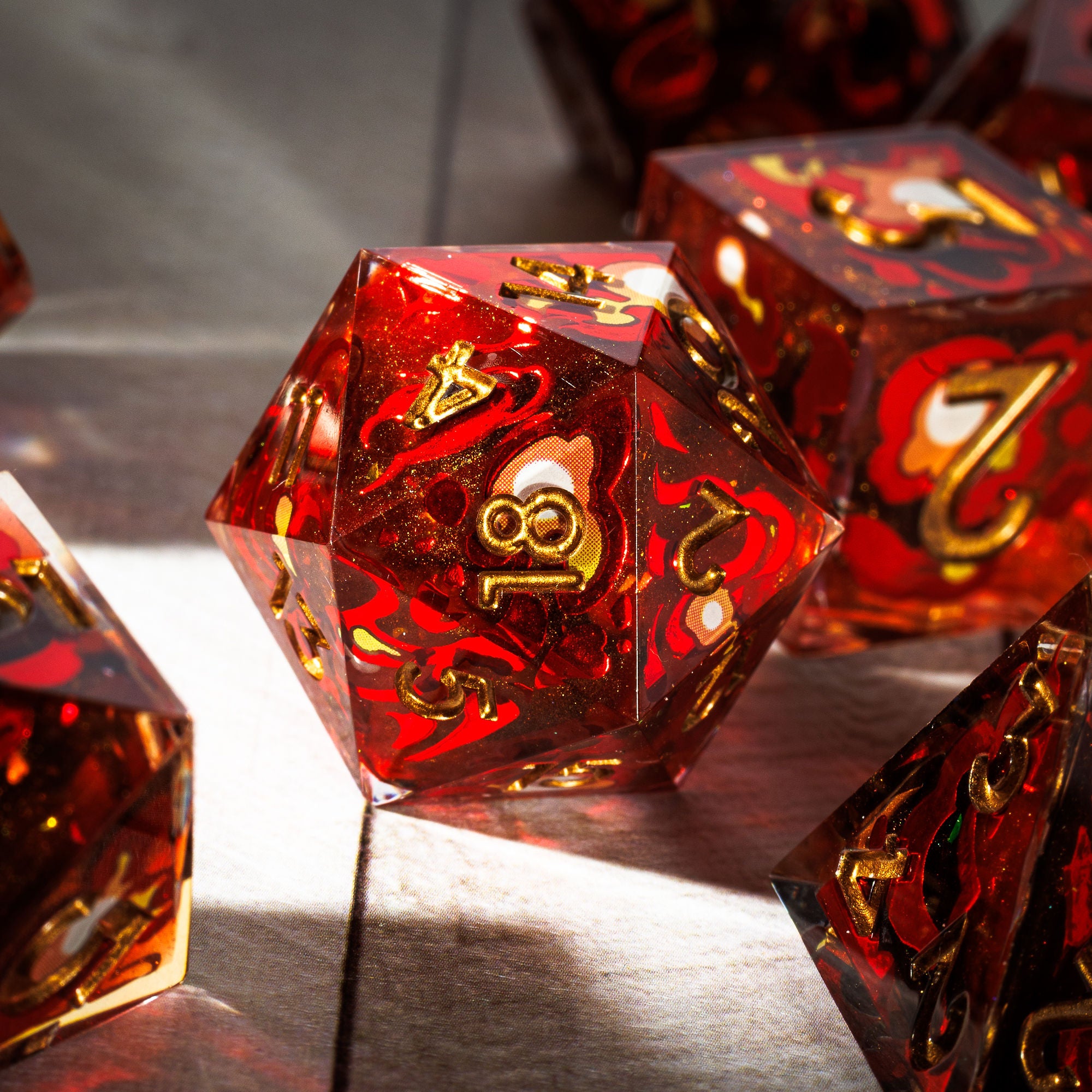 Fireball 7-Piece Iconic Dice Set - Dispel Dice - Premium DnD Dice & Accessories # #