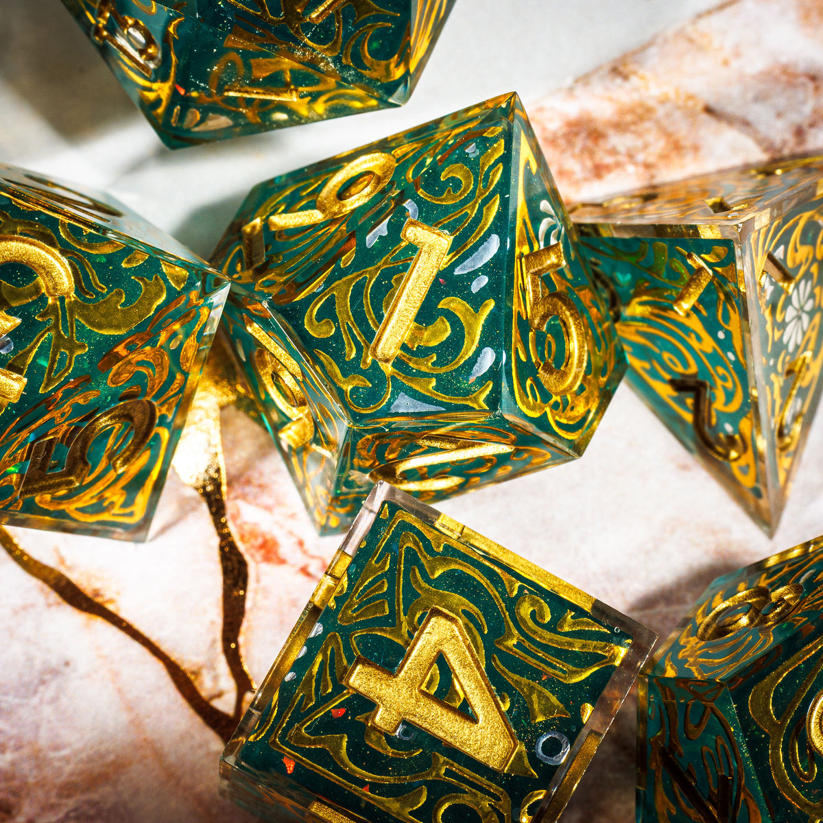 Gilded Portalis 7-Piece Iconic Dice Set - Dispel Dice - Premium DnD Dice & Accessories # #
