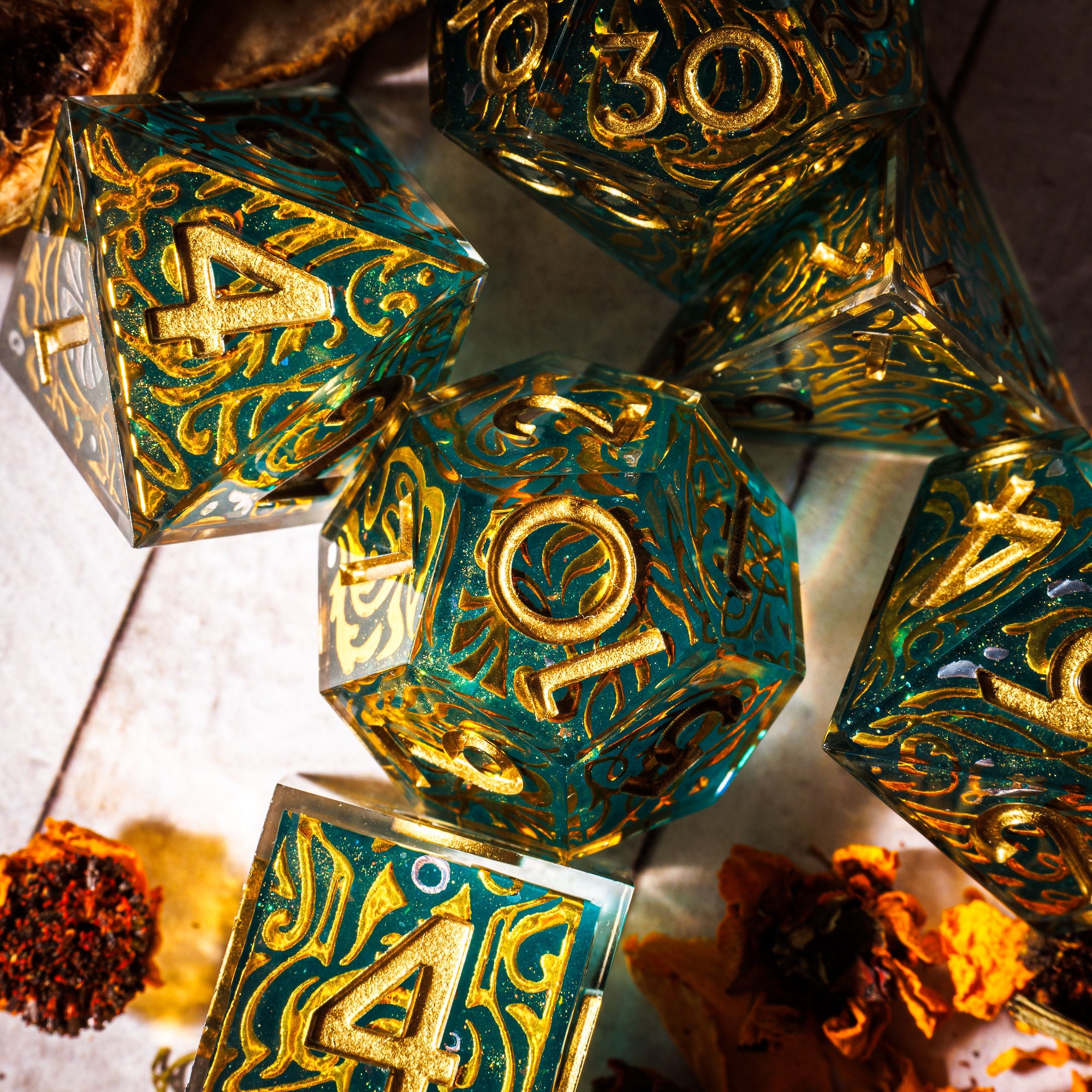 Gilded Portalis 7-Piece Iconic Dice Set - Dispel Dice - Premium DnD Dice & Accessories # #