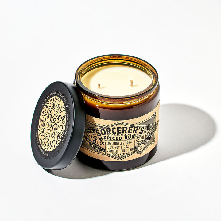 Dispel Dice x Cantrip Candles "Sorcerer's Spiced Rum" Scented Soy Candle (12 oz.)