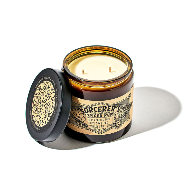 Dispel Dice x Cantrip Candles "Sorcerer's Spiced Rum" Scented Soy Candle (12 oz.)