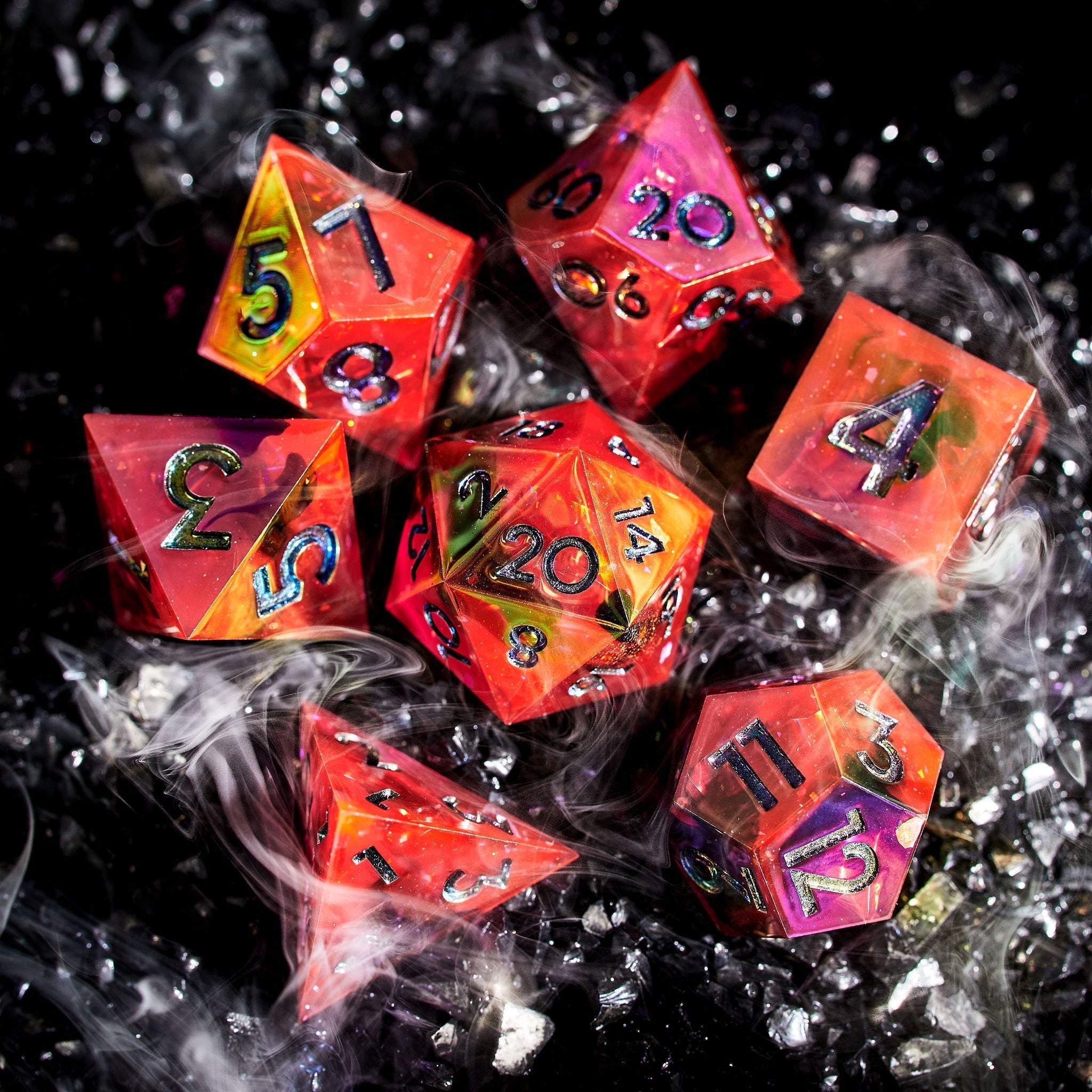 The Midnight Club 7-Piece Iridescent Dice Set - Dispel Dice - Premium DnD Dice & Accessories