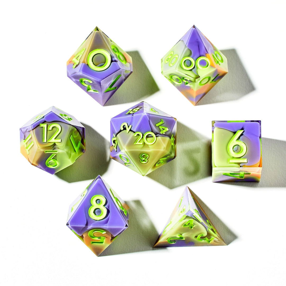 Tricks & Treats 7-Piece Polyhedral Dice Set - Dispel Dice - Premium DnD Dice & Accessories