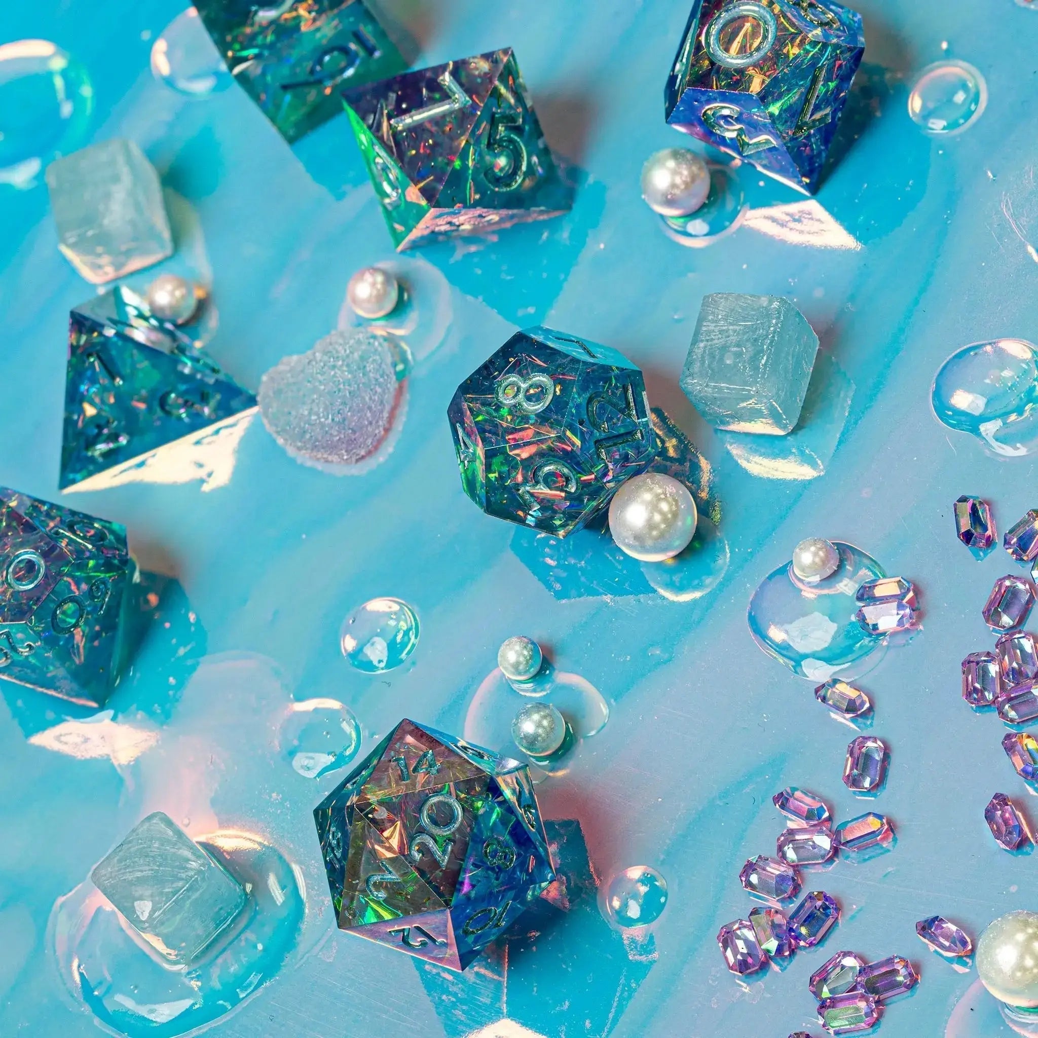 Unnecessary Feelings 7-Piece Iridescent Polyhedral Dice Set - Dispel Dice - Premium DnD Dice & Accessories