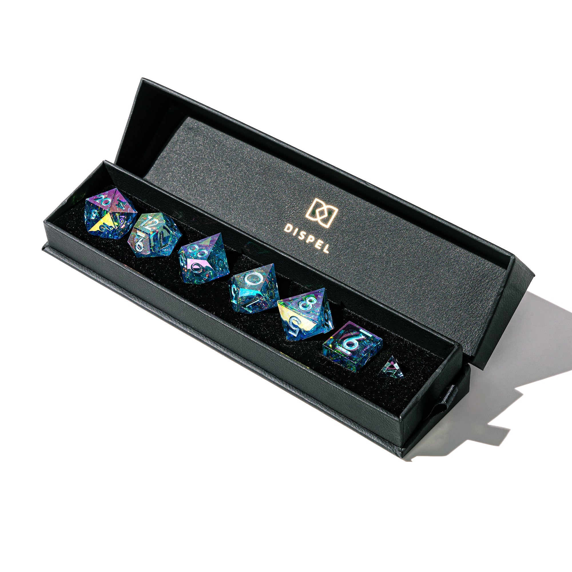 Unnecessary Feelings 7-Piece Iridescent Polyhedral Dice Set - Dispel Dice - Premium DnD Dice & Accessories