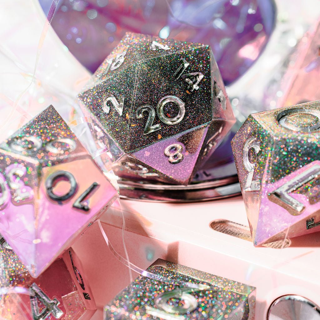 Heart Blush 7-Piece Iridescent Standard Dice Set - Dispel Dice - Premium DnD Dice & Accessories # #