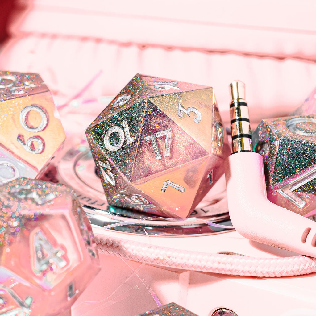 Heart Blush 7-Piece Iridescent Standard Dice Set - Dispel Dice - Premium DnD Dice & Accessories # #
