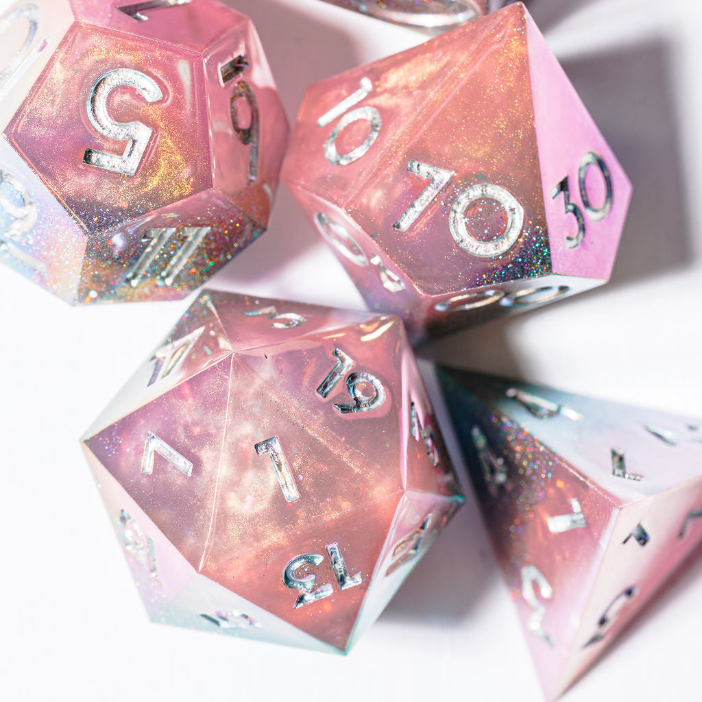 Heart Blush 7-Piece Iridescent Standard Dice Set - Dispel Dice - Premium DnD Dice & Accessories # #