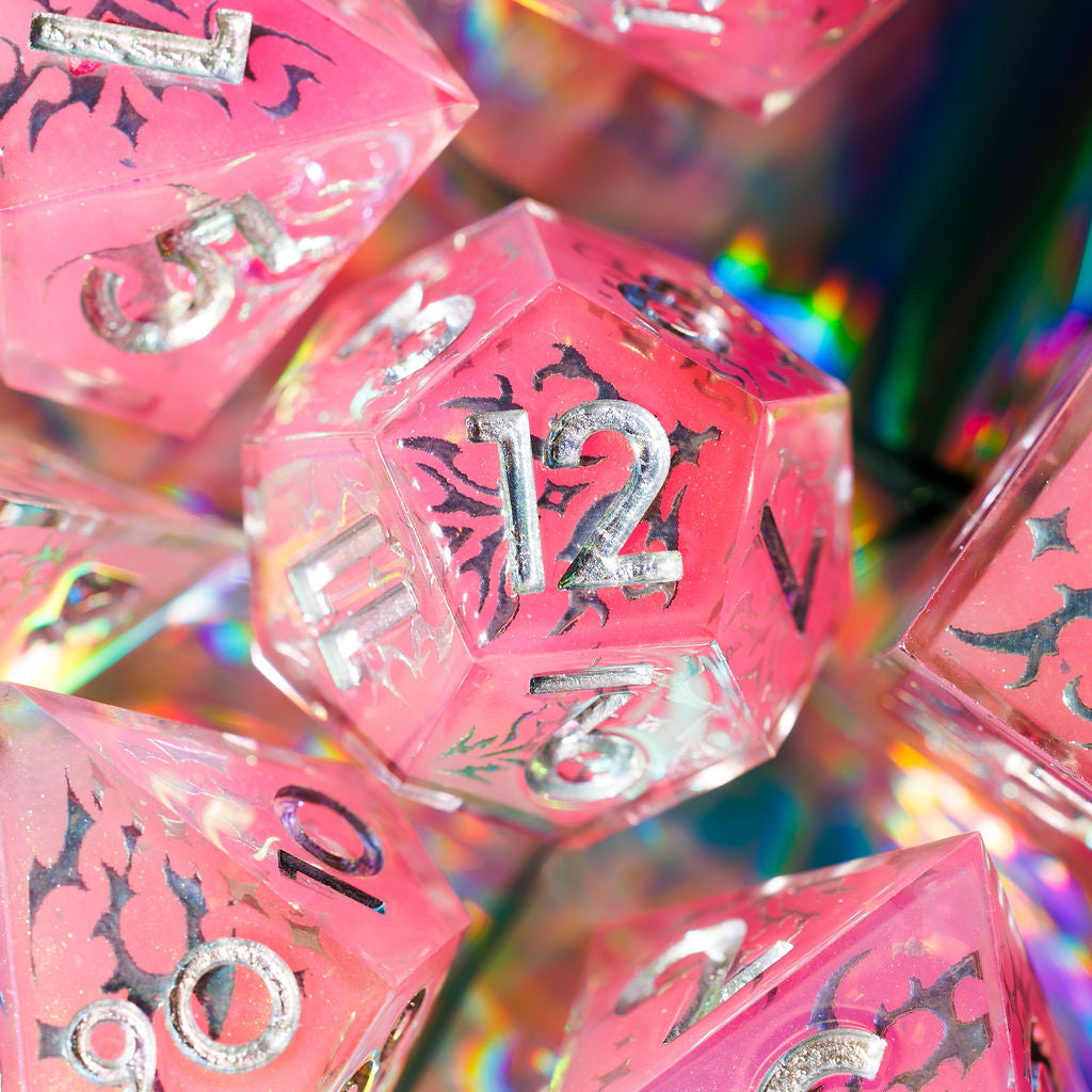 Chrome Heart 7-Piece Iridescent Iconic Dice Set - Dispel Dice - Premium DnD Dice & Accessories # #