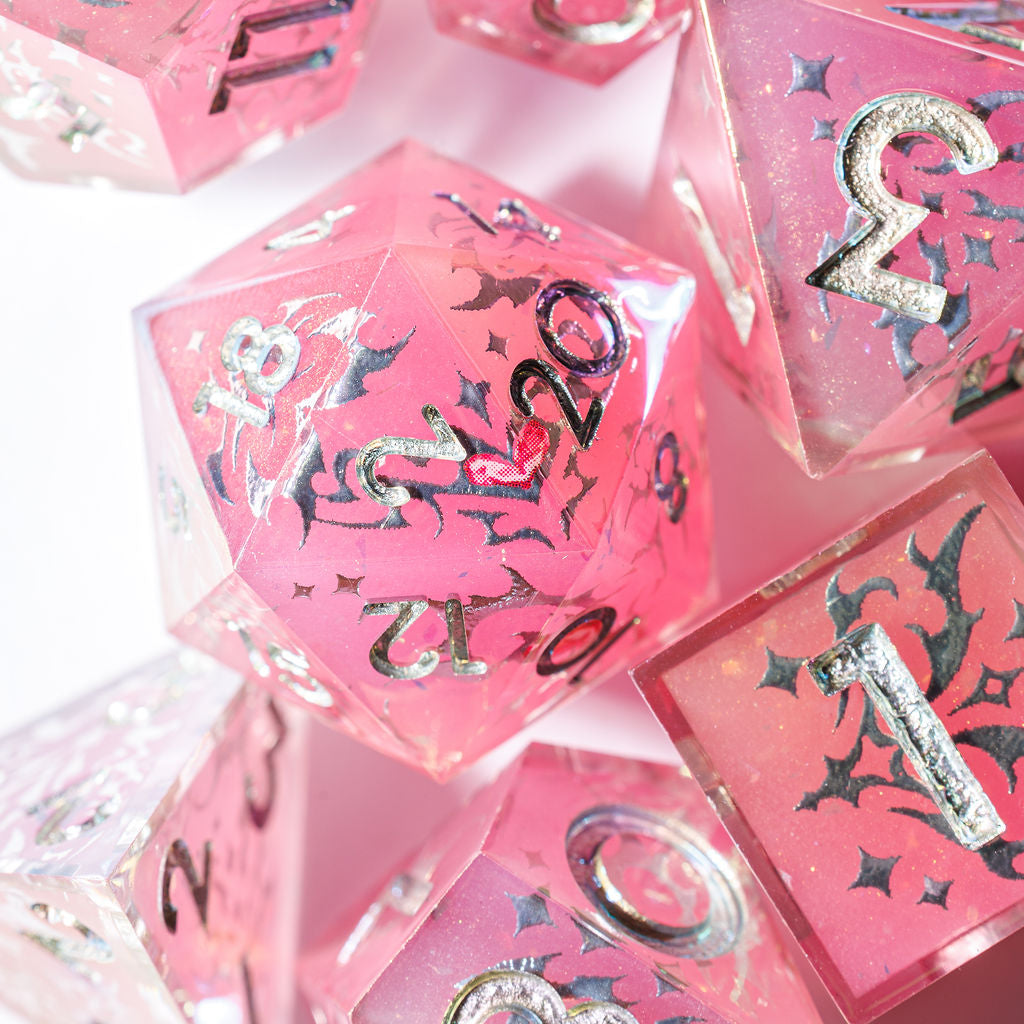 Chrome Heart 7-Piece Iridescent Iconic Dice Set - Dispel Dice - Premium DnD Dice & Accessories # #