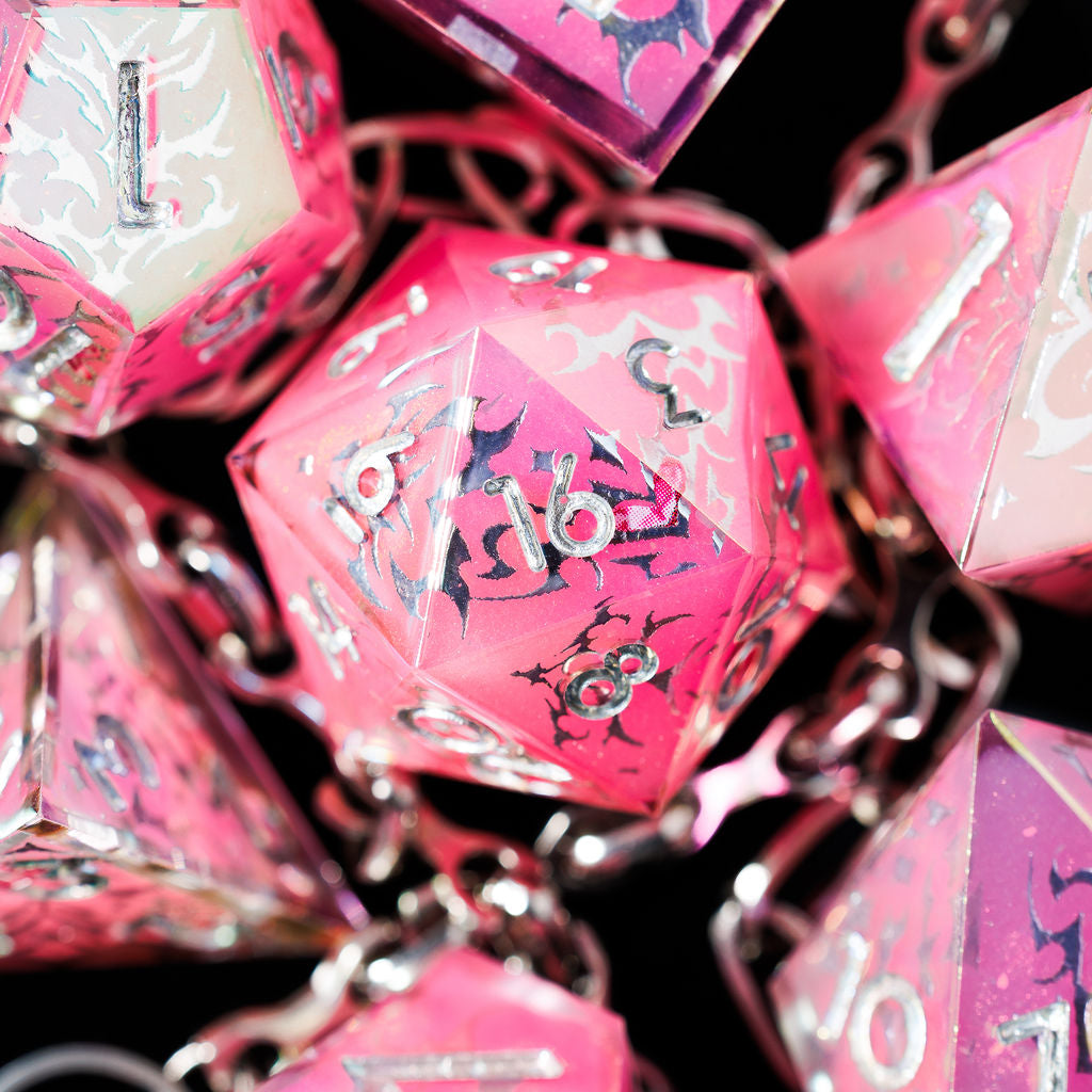 Chrome Heart 7-Piece Iridescent Iconic Dice Set - Dispel Dice - Premium DnD Dice & Accessories # #