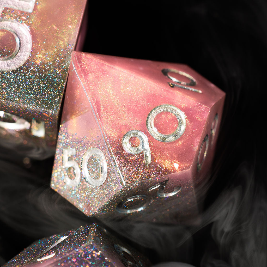 Heart Blush 7-Piece Iridescent Standard Dice Set - Dispel Dice - Premium DnD Dice & Accessories # #