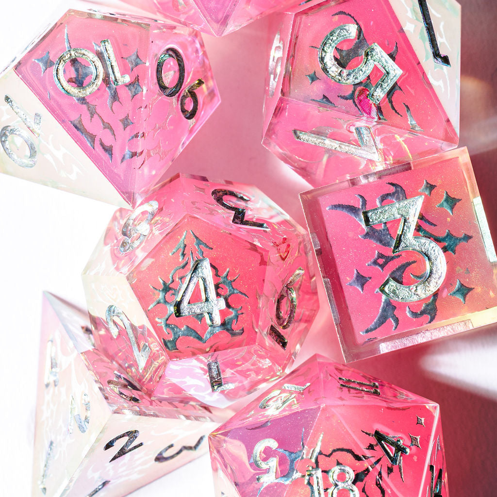 Chrome Heart 7-Piece Iridescent Iconic Dice Set - Dispel Dice - Premium DnD Dice & Accessories # #