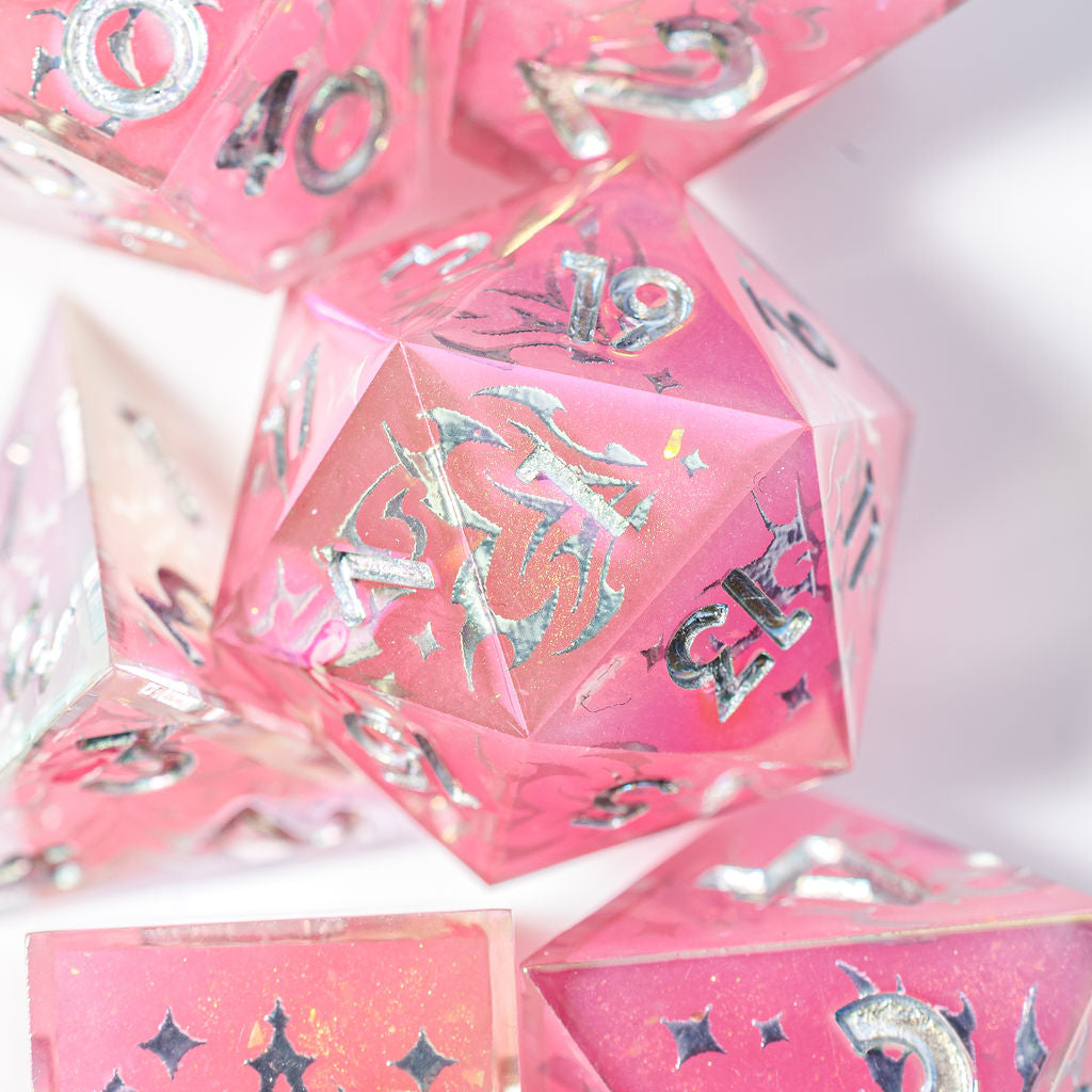 Chrome Heart 7-Piece Iridescent Iconic Dice Set - Dispel Dice - Premium DnD Dice & Accessories # #