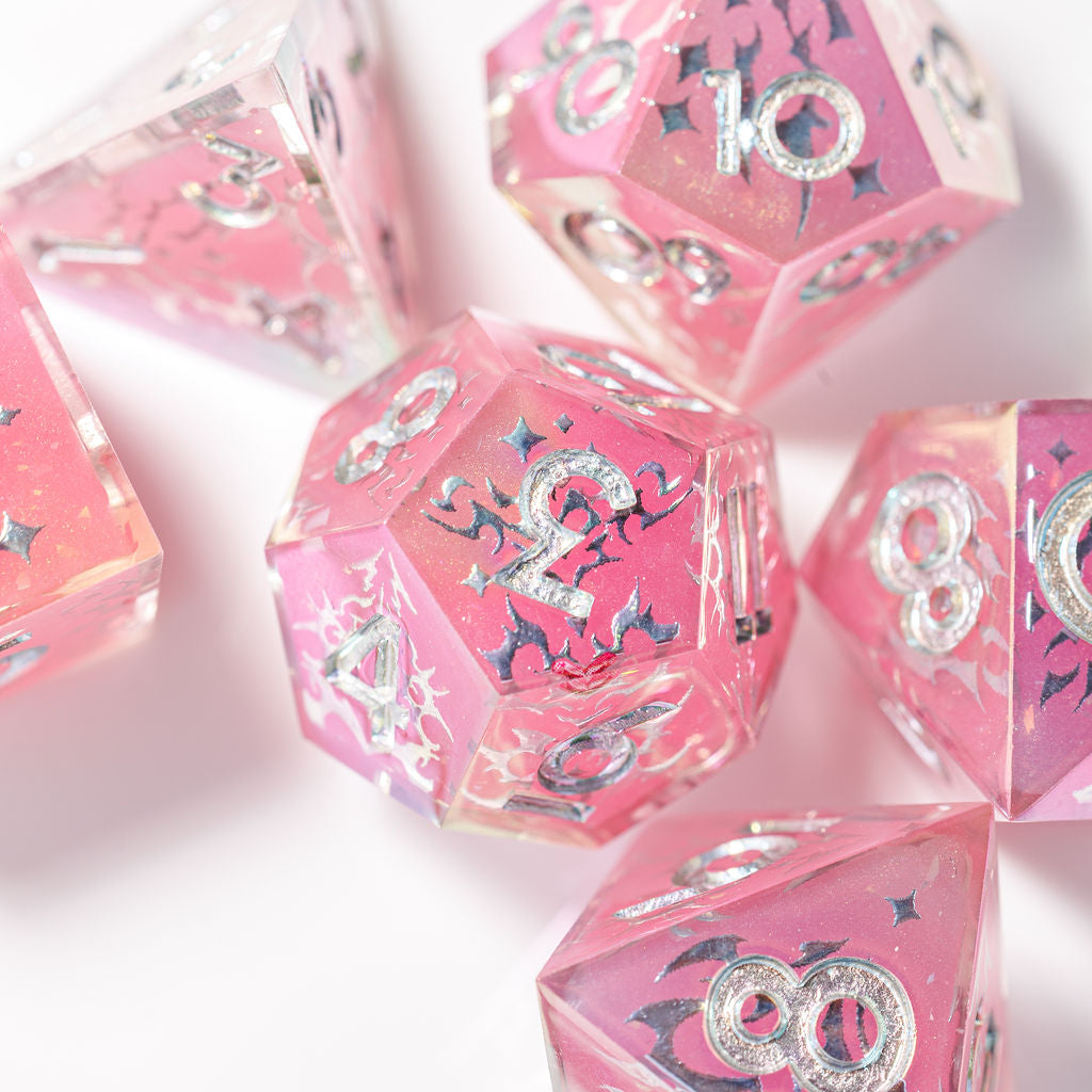 Chrome Heart 7-Piece Iridescent Iconic Dice Set - Dispel Dice - Premium DnD Dice & Accessories # #