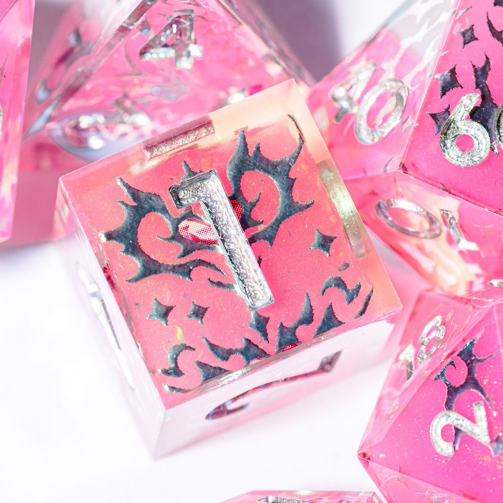 Chrome Heart 7-Piece Iridescent Iconic Dice Set - Dispel Dice - Premium DnD Dice & Accessories # #