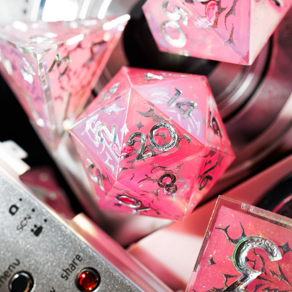 Chrome Heart 7-Piece Iridescent Iconic Dice Set - Dispel Dice - Premium DnD Dice & Accessories # #